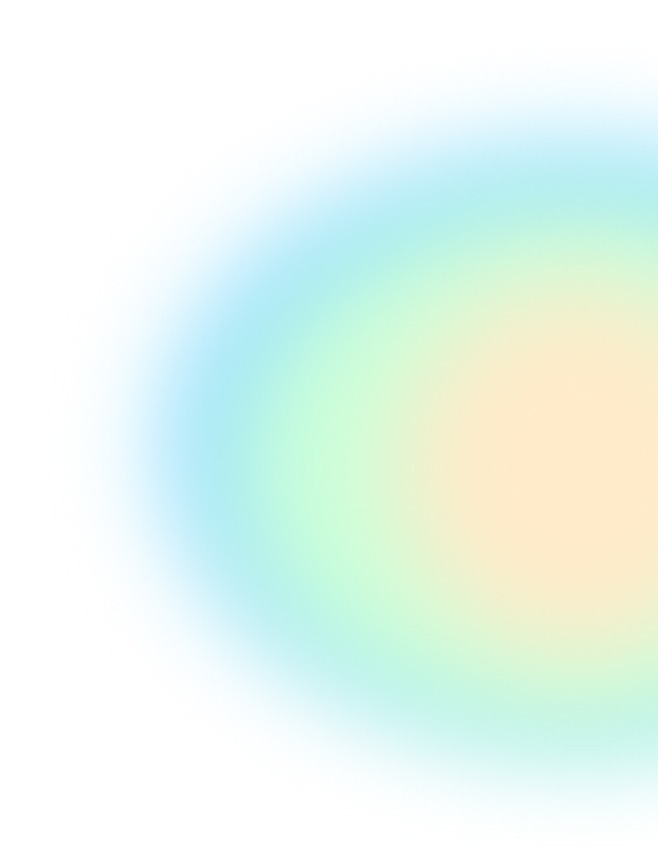 A soft gradient ellipse from yellow to green symbolizing the new way forward